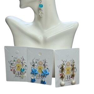 Blue and Gold Dangle Earrings with Intricate Design